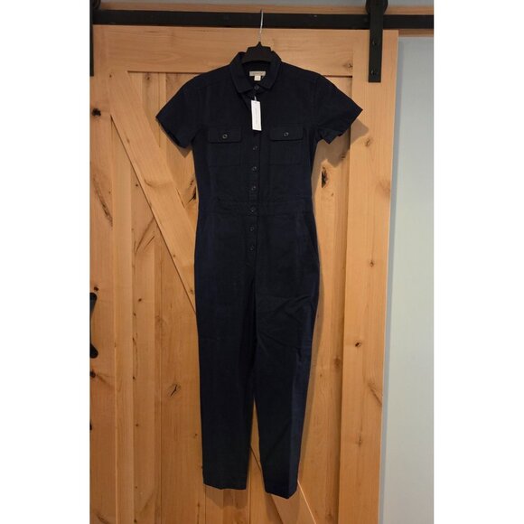 New! Outerknown Jumpsuit Organic Cotton Linen Women XS Blue Pockets Coverall - Picture 2 of 16
